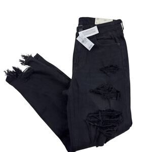American Eagle Outfitters Distressed Black Wash Mom Jeans Women's Size 6 Short